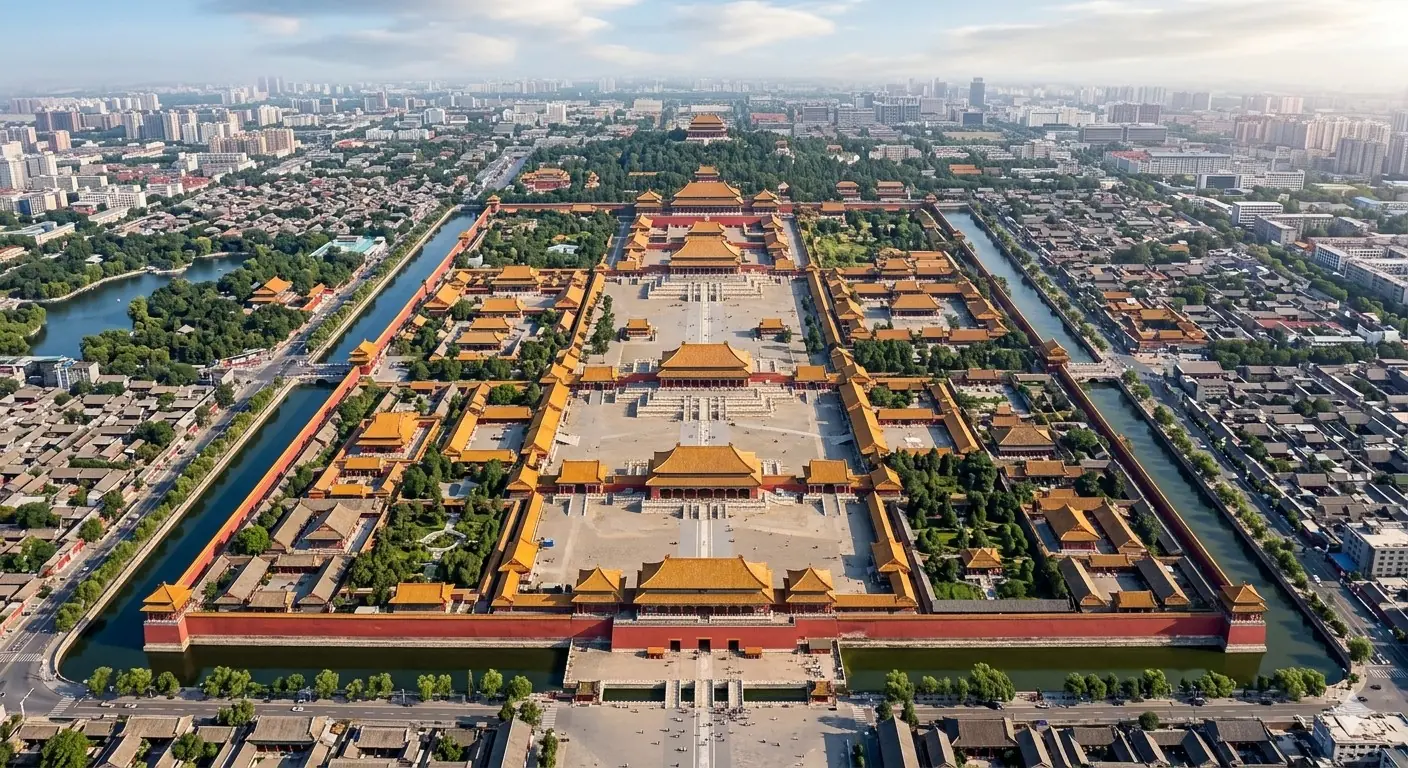 Aerial view of the Forbidden City in Beijing